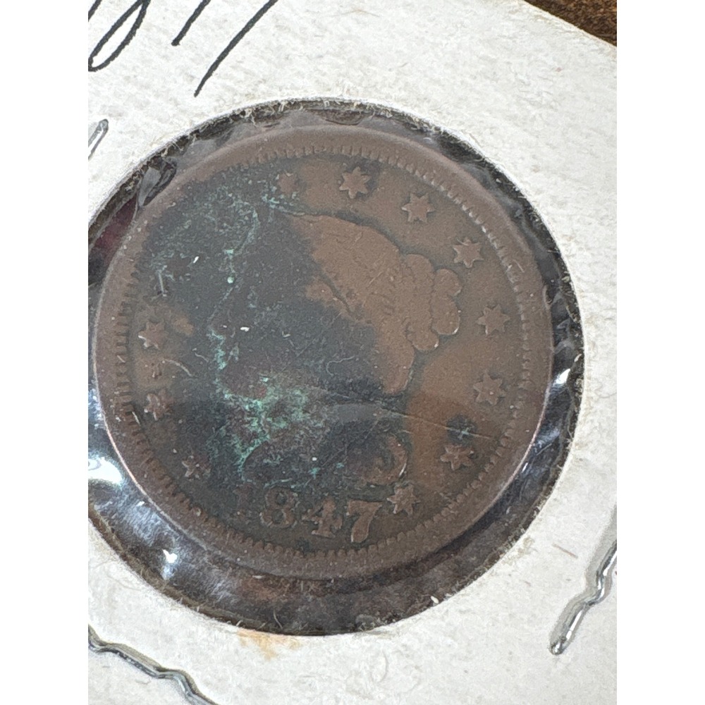1847 Braided Hair Large Cent US Copper Coin One Cent Penny Antique Currency
